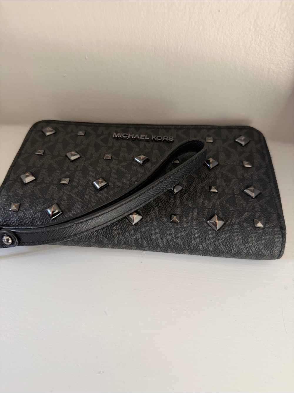 Michael Kors Studded Logo Zip Around Wristlet Wallet - Picture 6 of 7